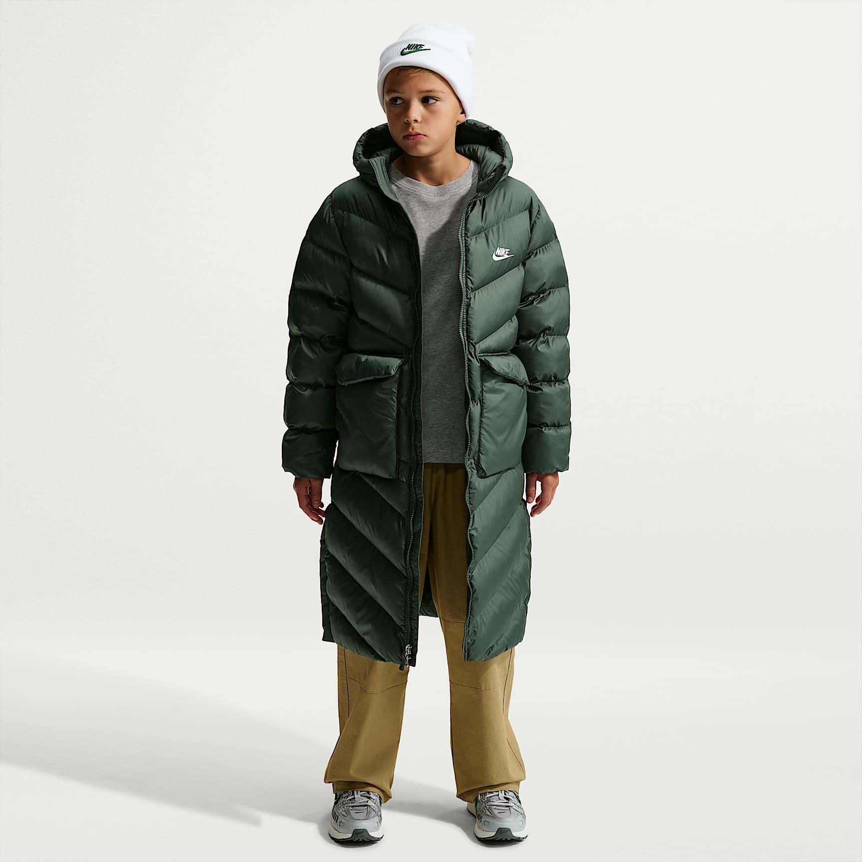 ジャケット・アウター nike center logo anorak puff tech parka Nike Sportswear All Day Play Big Kids' Therma-FIT Loose-Fit Full